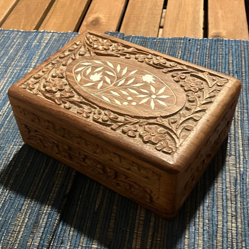 Intricately Carved Wooden Box